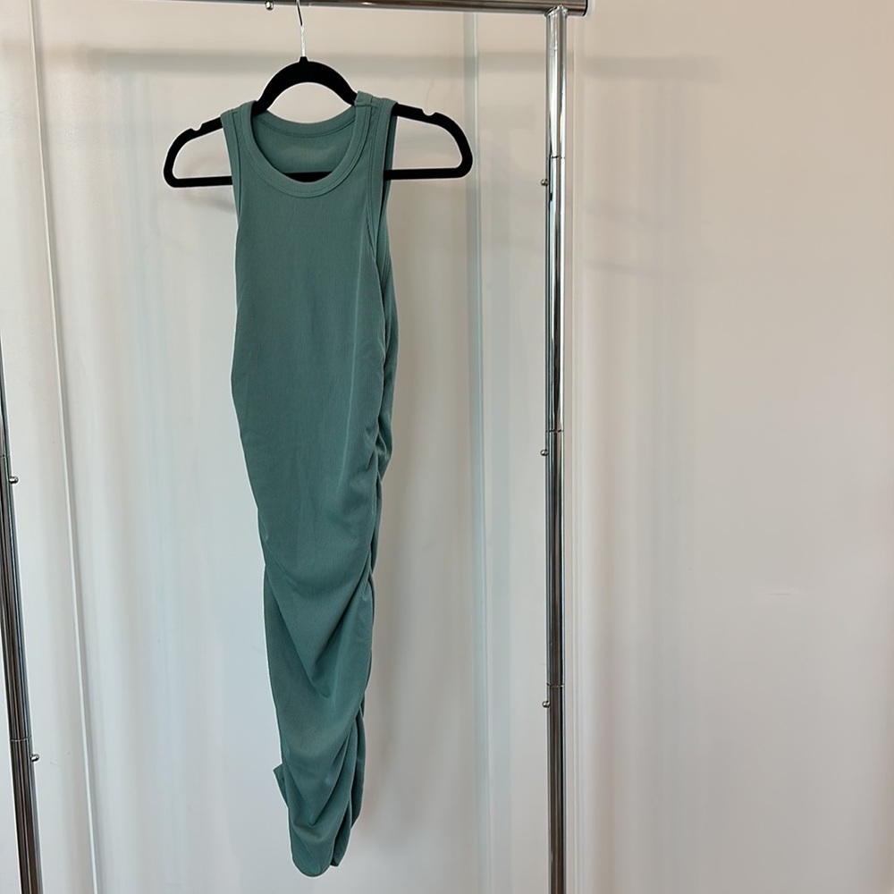 Sleeveless Side Ruched Ribbed Mini Dress - Picture 4 of 4